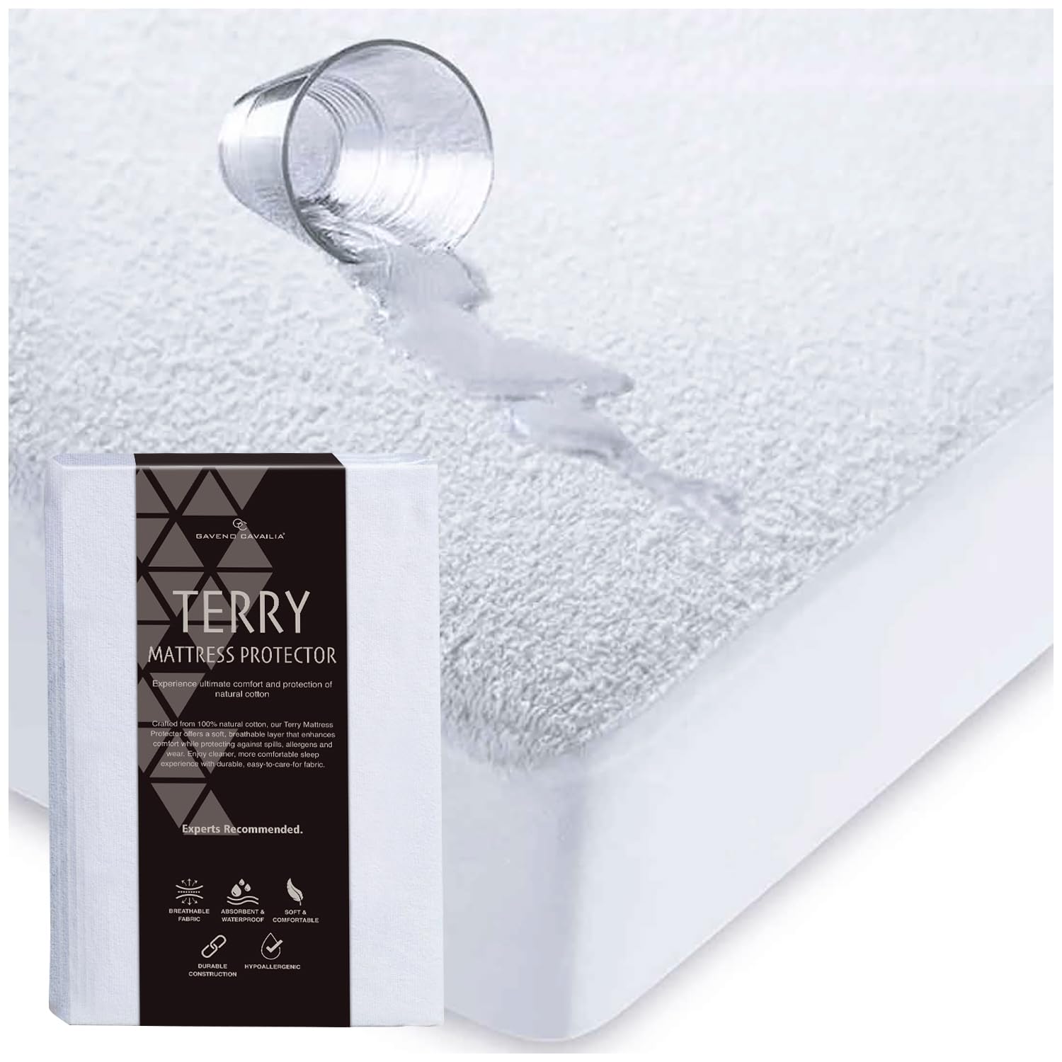 GC GAVENO CAVAILIA Terry Toweling Mattress Protector Cot Bed - Waterproof Fitted Mattress ...