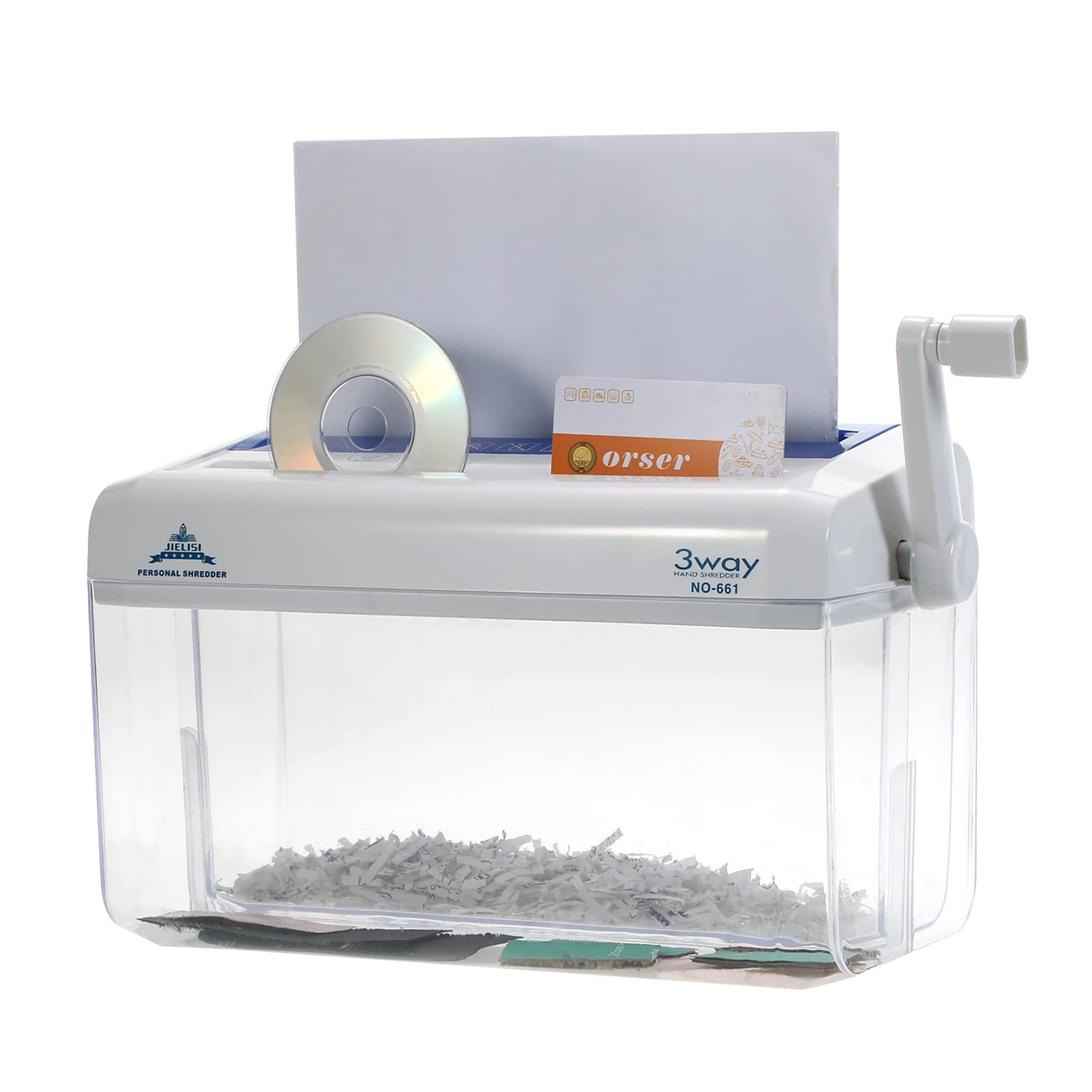 Mini destructeur de papier manuel A4 3 en 1 pour usage scolaire, bureau à domicile, outil portable pour couper les documents, cartes, CD sans bruit d'alimentation