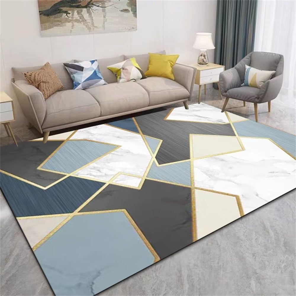 Tapis salle a manger 160x230cm bleu et gris pour le sol de chambre