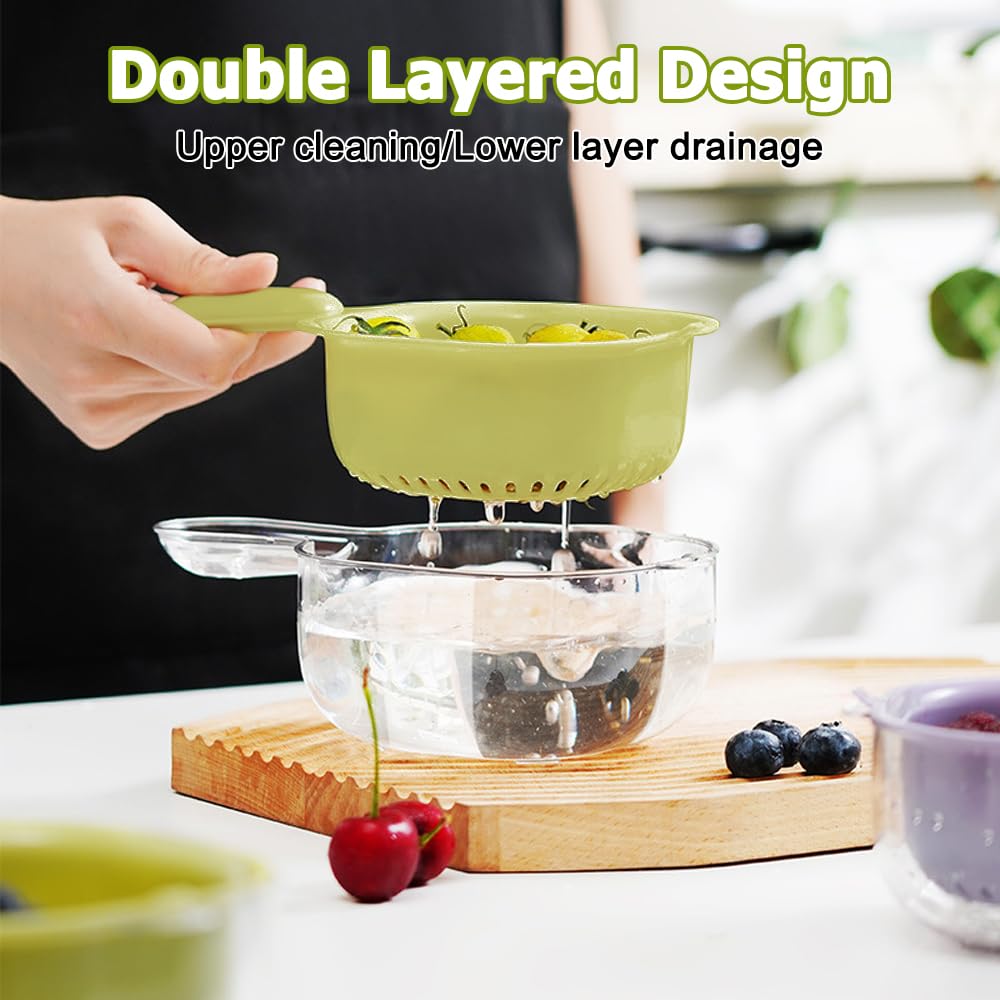 Set di 2 scolapasta per frutta a doppio strato, colino da cucina