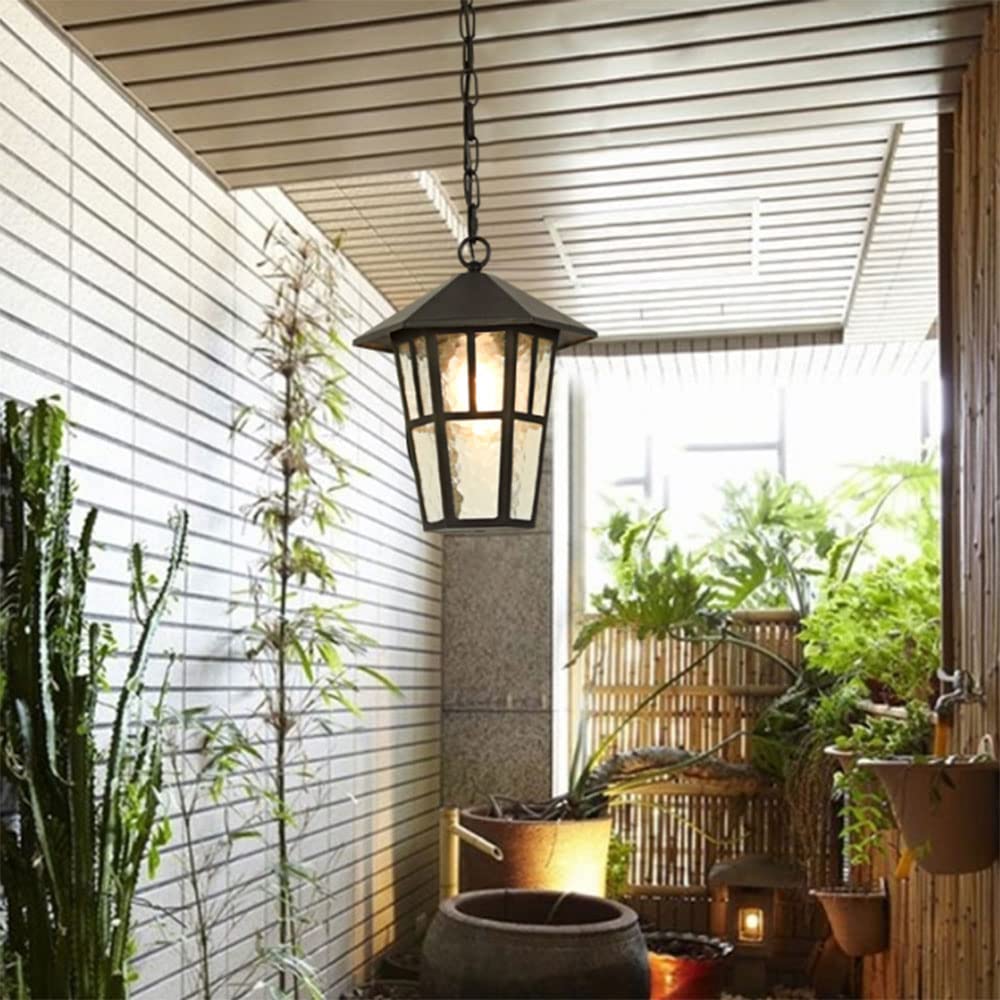 Kraj Zewnętrzne Lampy Wiszące E27 Brąz Wyczyść Szkło Decor Zewnętrzna Wisiorek Światła Dom Ganek Patio Na Zewnątrz Pokładu Garaż Przednie Drzwi Ogród Domu Altana Dachowa