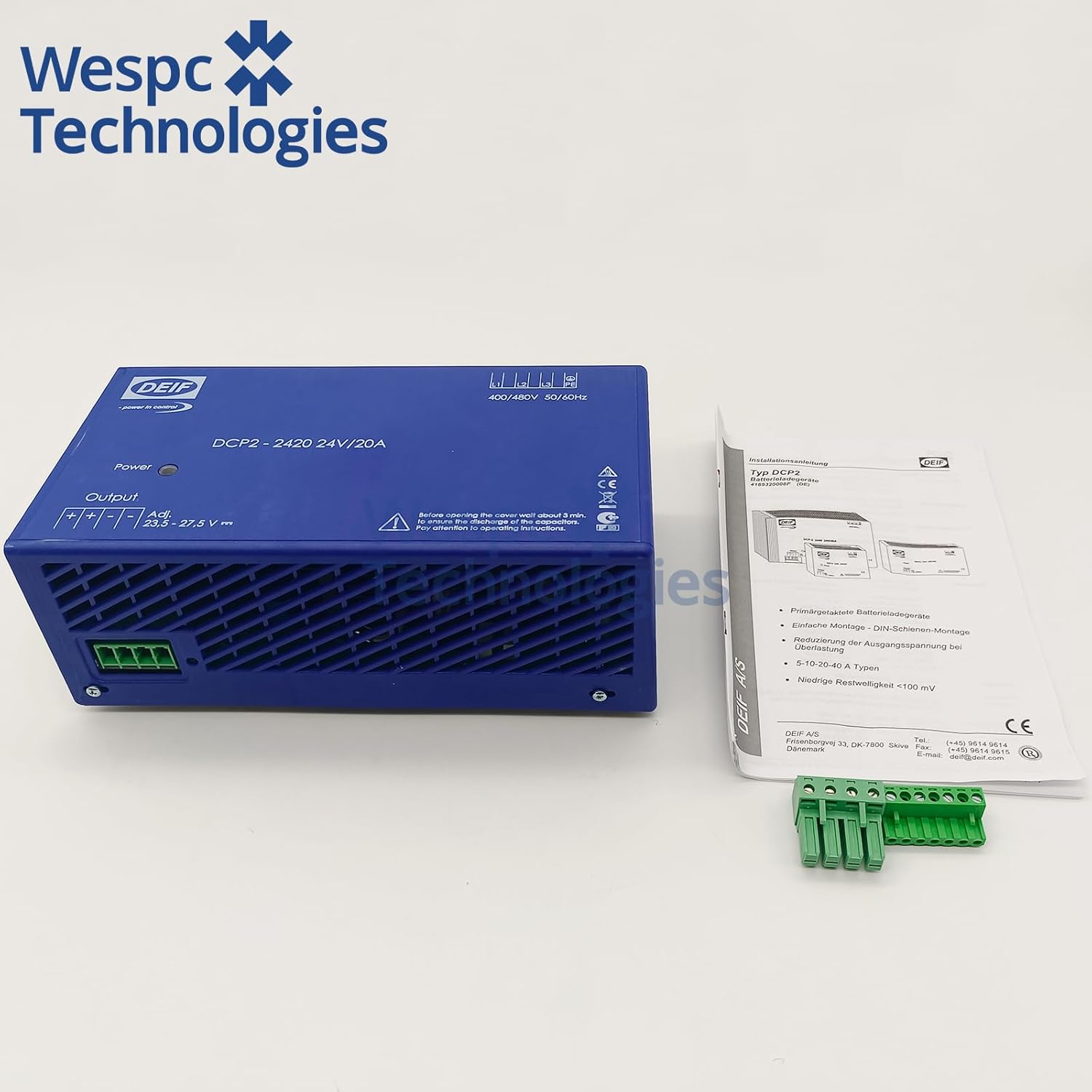 Original DEIF DCP2-2420 24V/20A 400/480V Battery Charger Generator Parts DC Power Supply Wespc