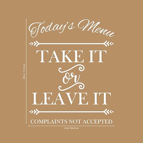 Miniatura 4 de Calcomanía de vinilo para pared, menú de hoy Take It Or Leave It Complaints Not Accepted - 28 x 23 pulgadas - Chistes familiares para adultos