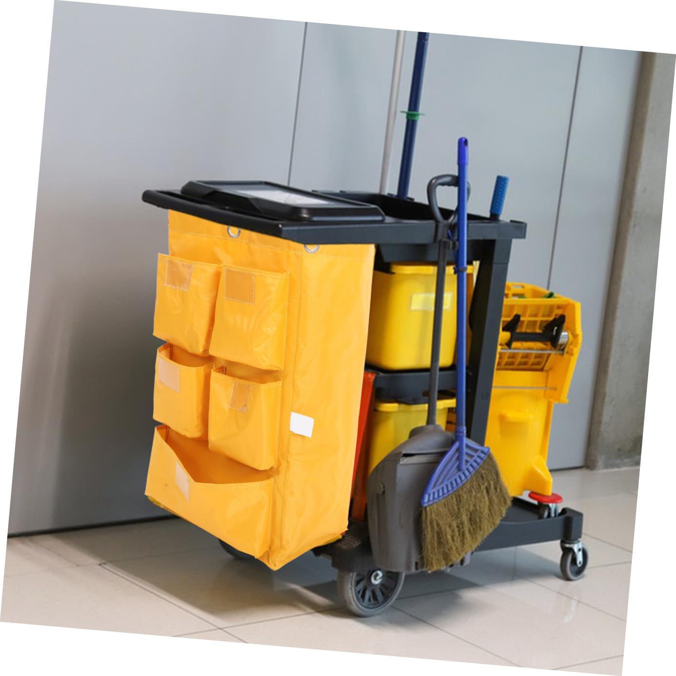 Bolsa para Carro de Limpieza Paño Durable y Cierre Seguro, Adecuado para Limpieza en Entornos Comerciales y Hoteleros