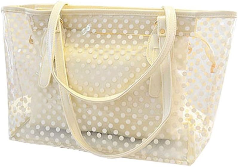 Lady Clear Large Multi-Color Jelly Plastic Work Tote Shoulder Handbag White