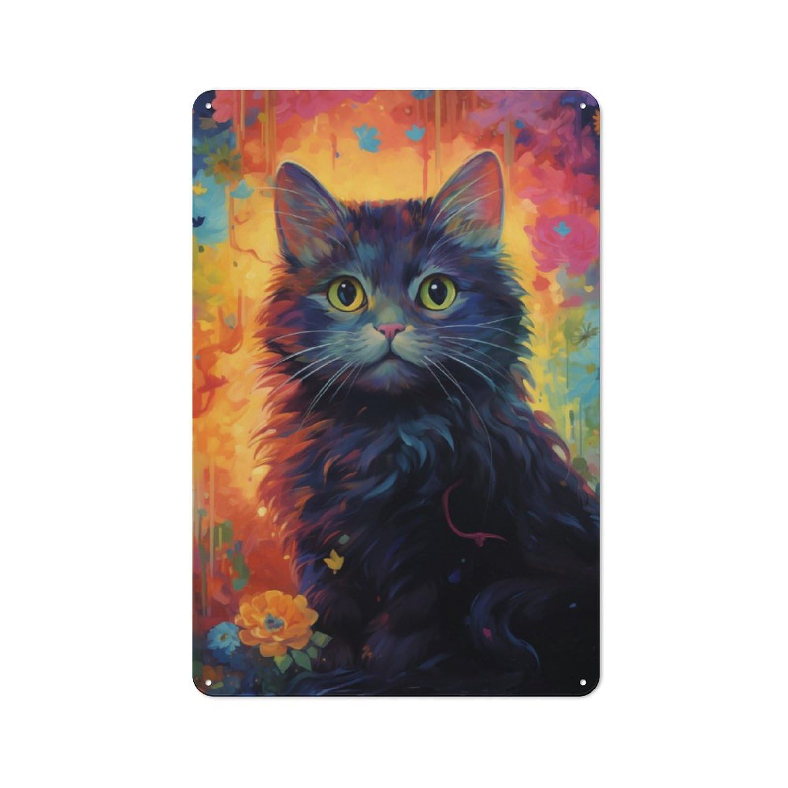 Junmoney Kitty No3 30X20cm Rustic Metal Sign With For Hobby Room Or Studio, Metal Sign Decor For Hobby Rooms And Studios