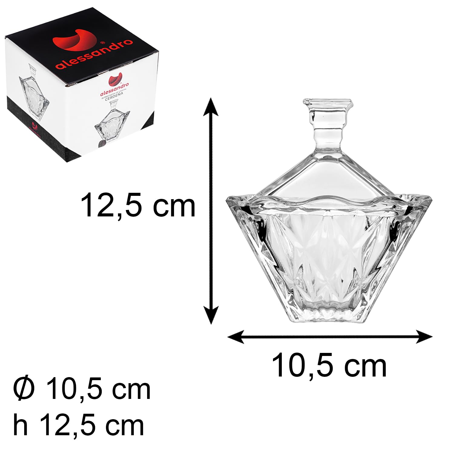 Pack 24 Bomboneras de Cristal. Frasco para Chocolate, Caramelos, Dulces, Galletas. Bombonera de Cristal con Tapa. Bar, Cafeterías, Restaurantes, Hoteles, Hostelería, Comercios (Cerdeña (24Ud)