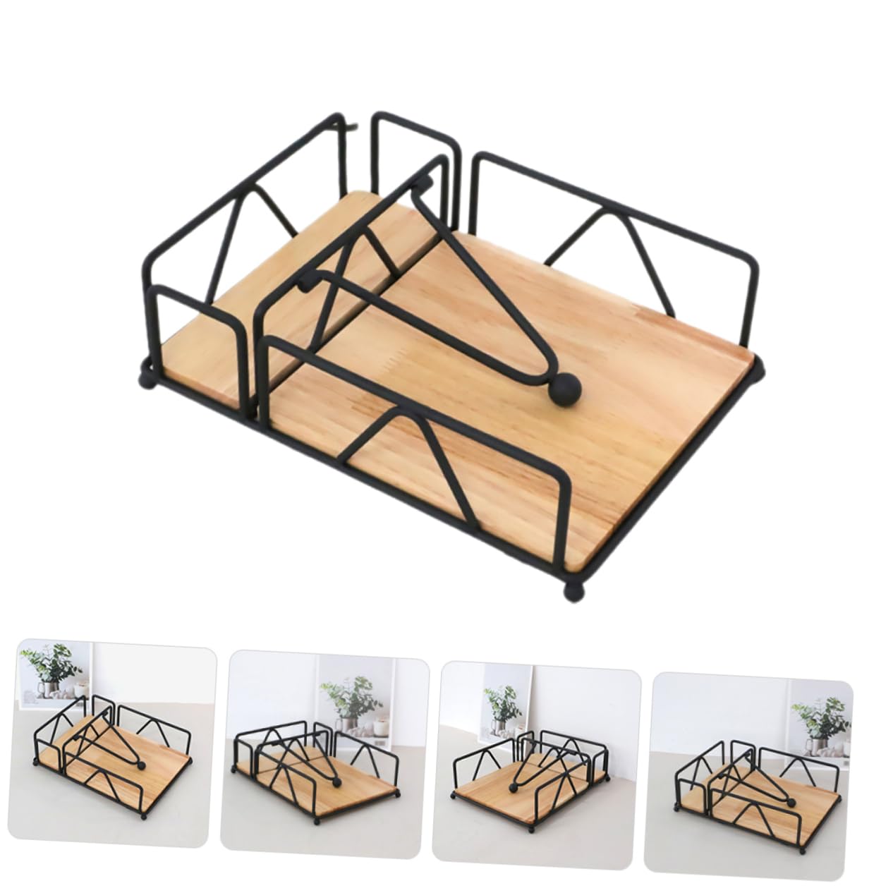 Portatovaglioli Verticale in Ferro Nero Design Rustico Unico, Pratico da Usare senza Sbavature, per Tavoli di Caffè e Sala da Pranzo