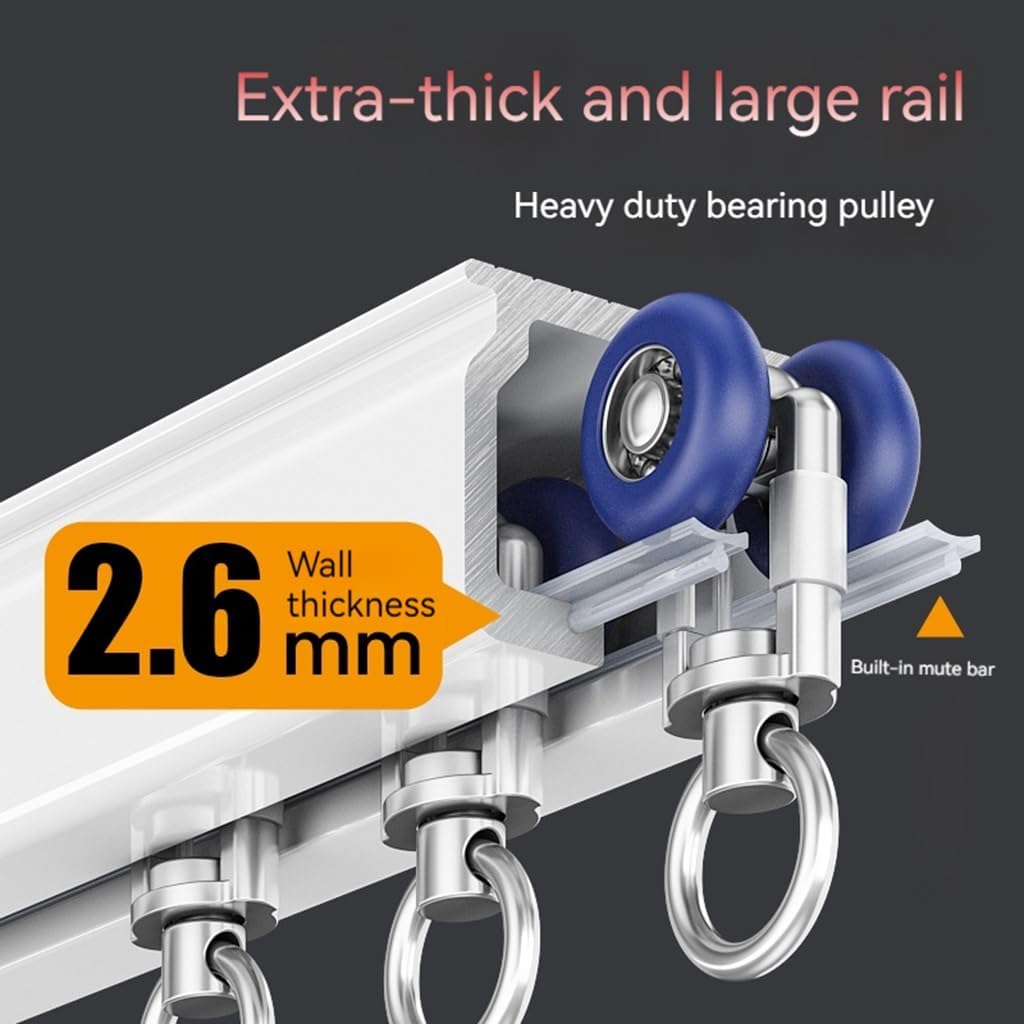 Aluminum Curtain Track Set 1.8m-2.8m Wall-Mounted White Metal Rail for Room Dividers & Shower Curtains Ceiling System for Smooth Gliding & Easy Installation