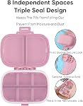 Holii Travel Pill Organizer, 8 Compartments Portable Pill Case, Daily Pill Box to Hold Vitamins, Small Pill Container for Pocket Purse Medicine Organizer(Pink)