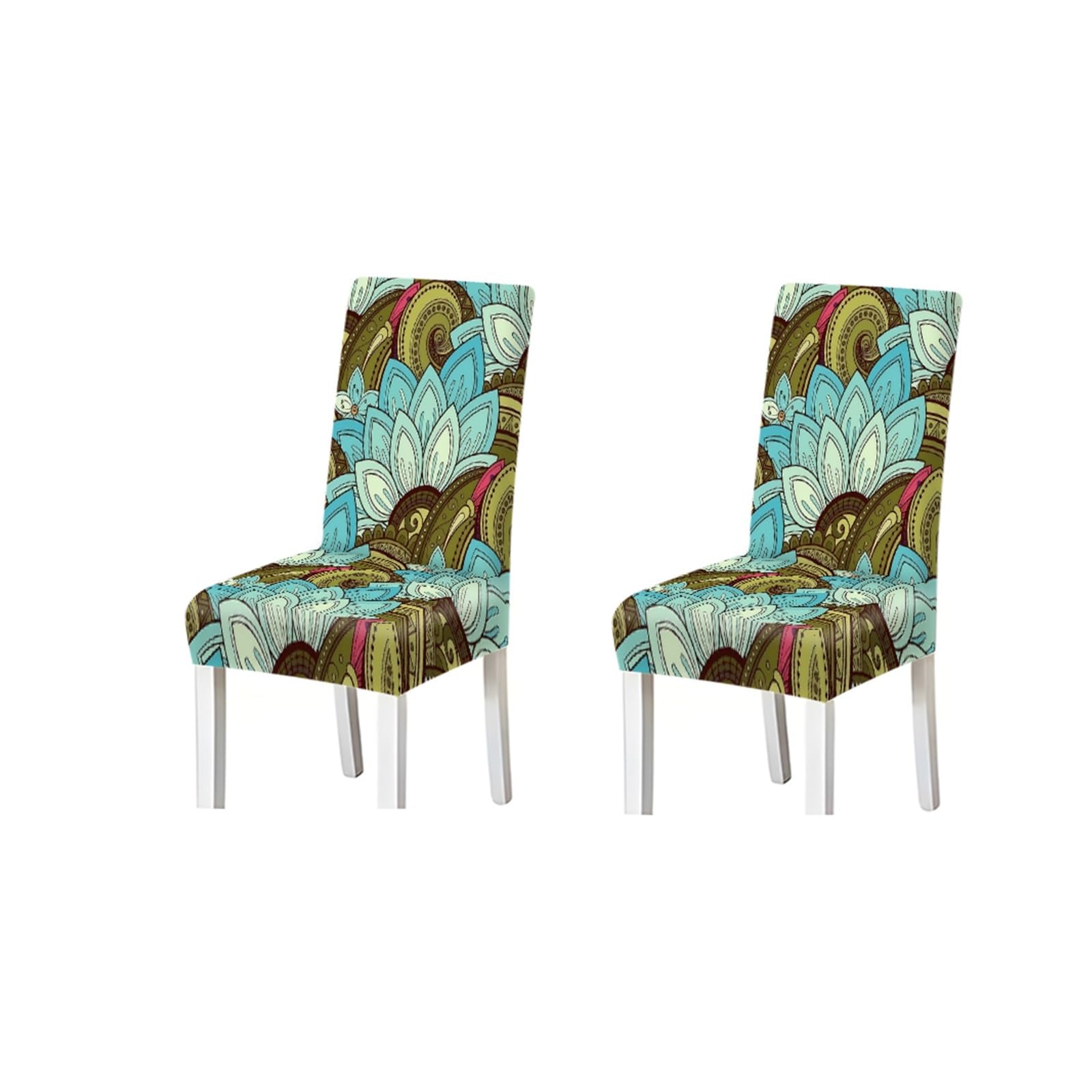 FZJKGH Boho Lotus Mandala Pattern Print Dining Chair Covers Set Of 2/4/6, Stretch Slipcovers For Dining Room Removable Stretch Slipcovers for Dining Chairs(2PCS Chair cover)