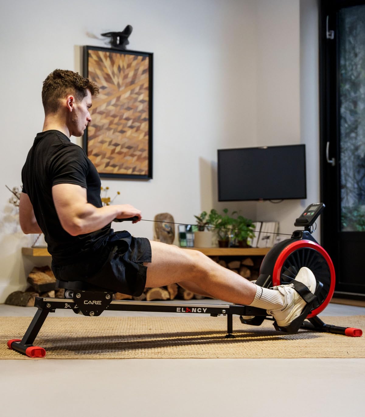 Care Fitness - Vogatore - Elancy - Pedali Antiscivolo - Freno Magnetico Silenzioso - 16 Livelli di Resistenza - 7 Funzioni