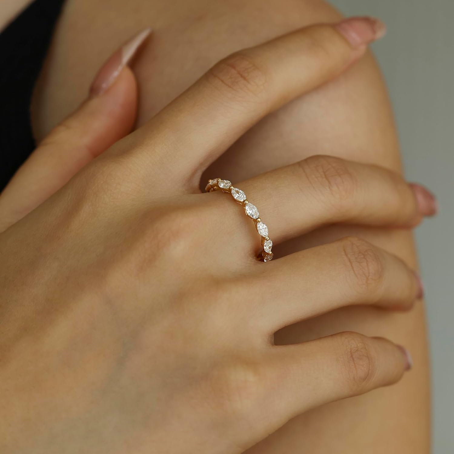 AGVANA Light of Being 1.29 Ct. Tw. Lab-Grown Diamond Eternity Band Ring in 14K Solid Gold Promise Engagement Anniversary Wedding Band Ring | Stackable Rings for Women (D-E Color, VS Clarity)