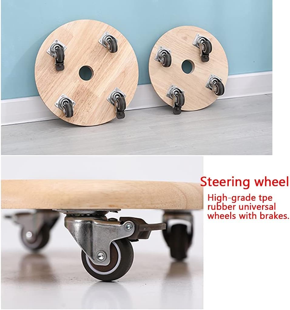 Plant Trolley Plant Pot Trolley,( Indoor Planter Pot Mover,Plant Trolley Potted Stand eith Wheels, 9" 10" Wooden Planter Caddy，Round Planter Rollers-Movable Flower Pot Pallet, for Large Flow