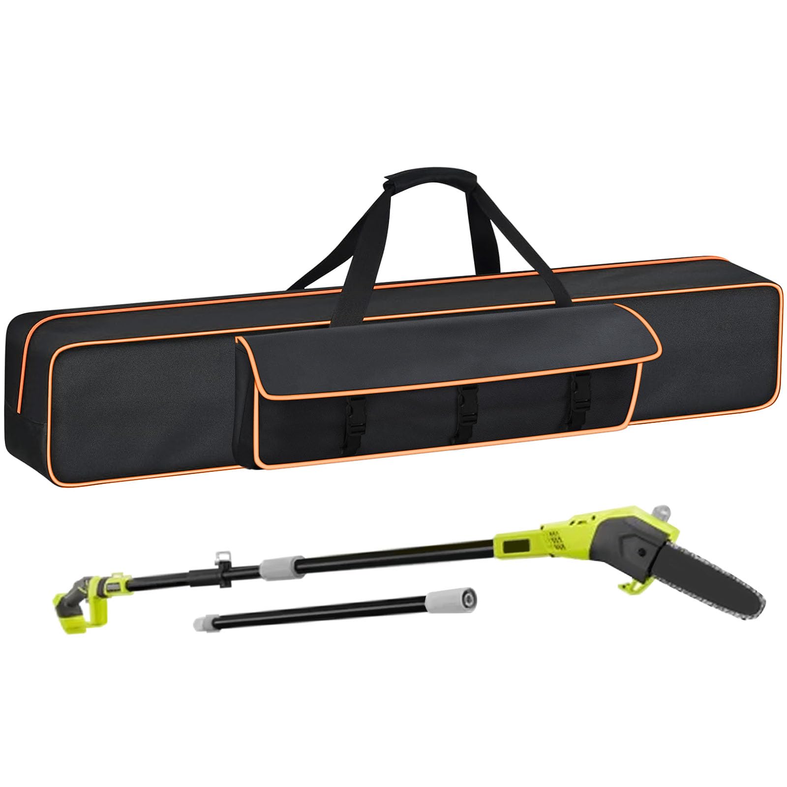 Pole Saw Bag Suitable for Dewalt/Worx/Greenworks/EGO Power+/Black+Decker Electric Telescoping Chainsaw, Pole Saw Storage Case with Front &amp; Back Pockets for Extension Tree Trimmer Attachment