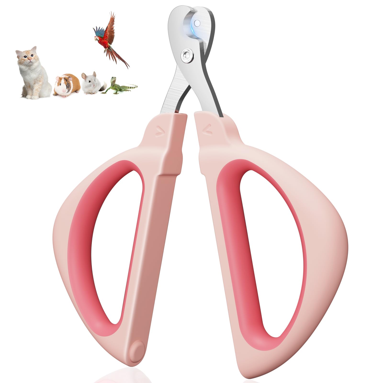 Euqvunn Cat Nail Clippers, Professional Cat Claw Clipper with Safe Positioning Hole, Pet Nail Clippers Suitable for Rabbits, Guinea Pigs, Birds, Puppies, and Small Animals (Pink)