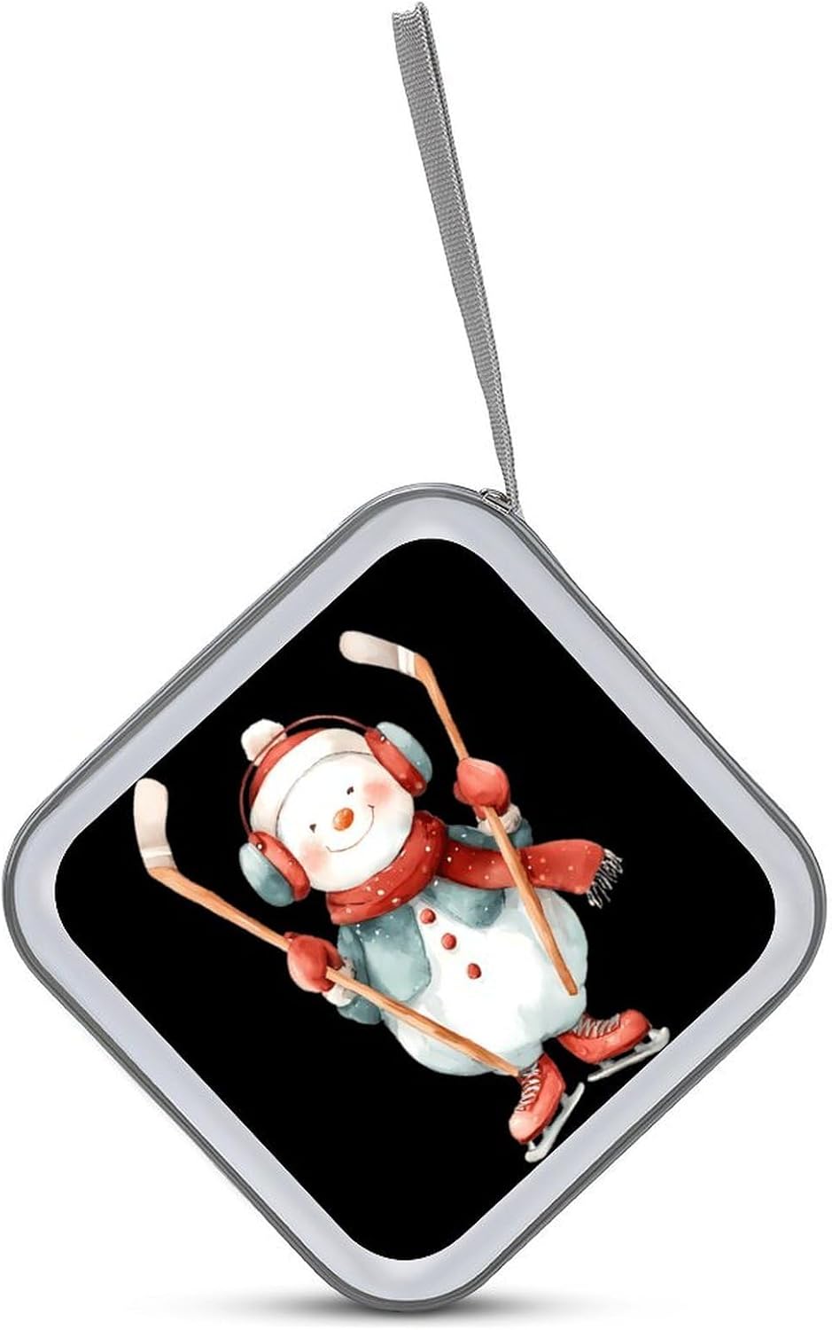 Snowyman Ice Hockey CD Case DVD Storage Holder Binder 40 Capacity | protective,hard case,protable loop,travel car use,zippered closure