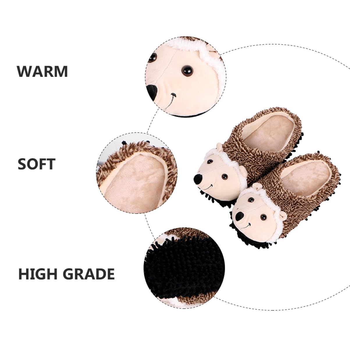 Pantuflas de Invierno de Felpa Erizo, 1 Par para Mujer y Niña
