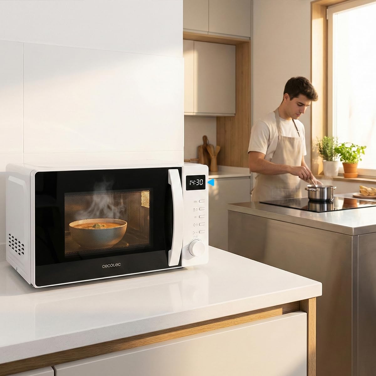 Cecotec Micro-ondes Digital Proclean 5005 White. 700W, 20L, Technologie 3DWave, 5 Niveaux de Puissance, Minuterie 30 Min, Décongélation, Écran avec Horloge, Repas Prêts en un Instant