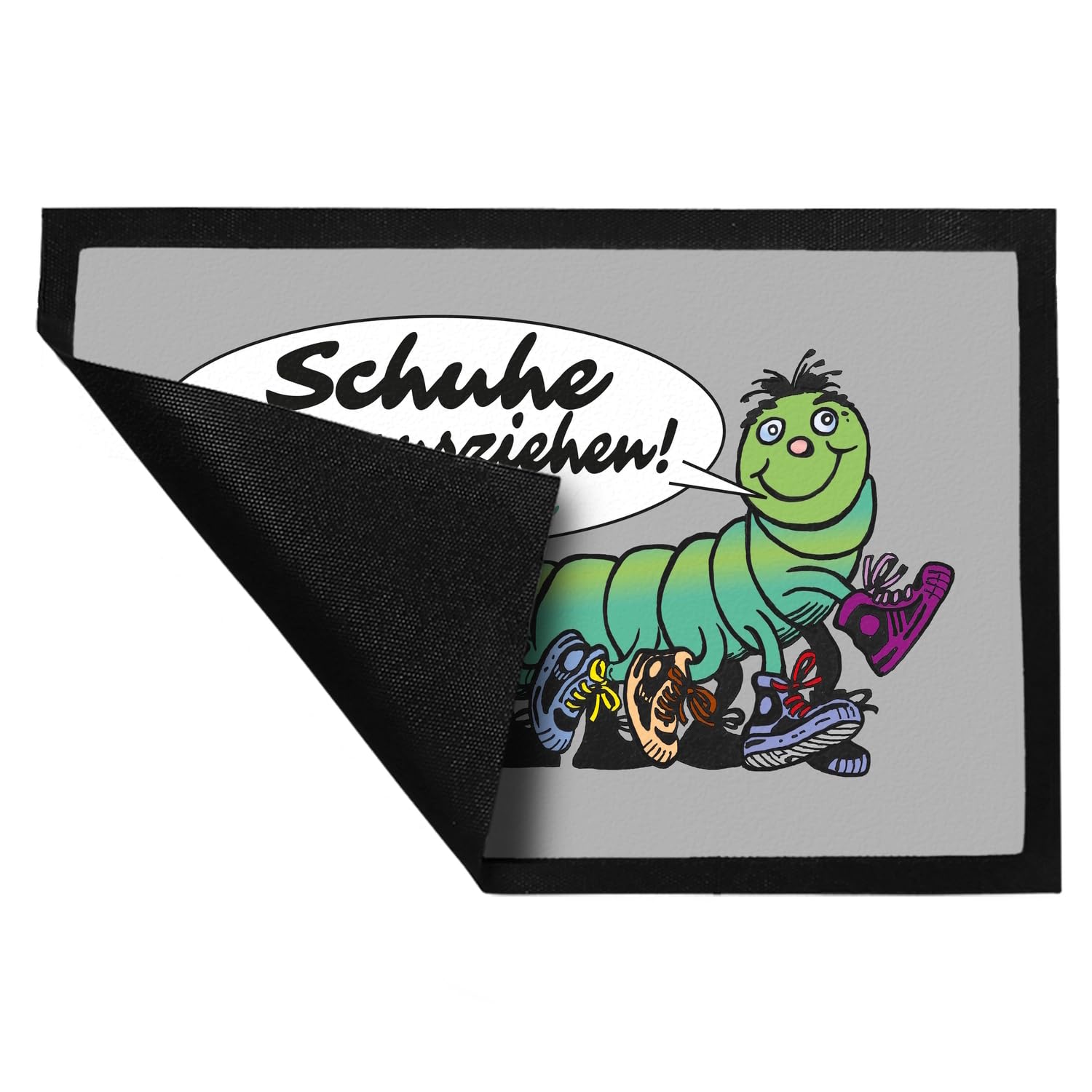 speecheese Tausendfüßler Fußmatte XXL in 50x75 cm mit Spruch Schuhe Bitte ausziehen - Dankeschön Perfekt für Haustüre und Hauseingang Turnschuhe Sneaker und High Heels ausziehen