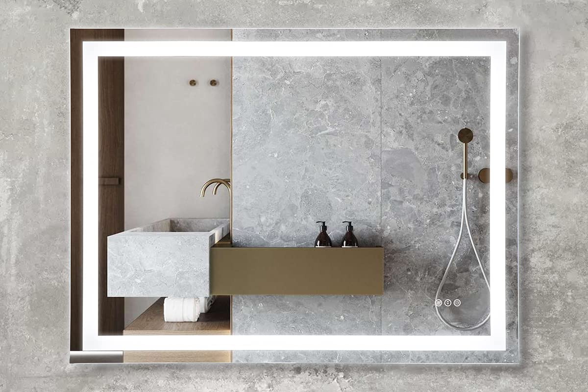 Prominence HomeLuxury LED Bathroom/Wall Mirror with Front and Back Light, Anti-Fog, Shatter-Resistant and Adjustable Light Settings, 48 in x 36 in