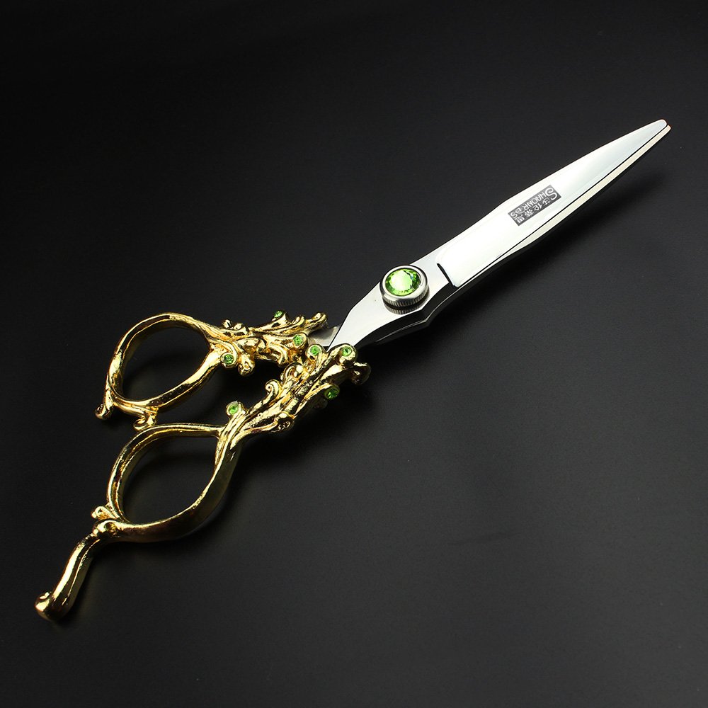Tijeras de peluquería de 6 pulgadas de oro y plata para peluquería, equipo de peluquería profesional de peluquería tijeras de pelo (dorado)