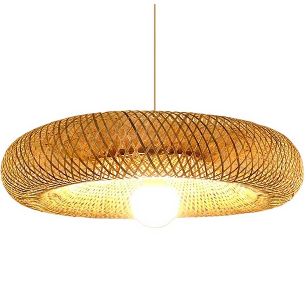 Lampe suspendue vintage en rotin E27 lustre osier