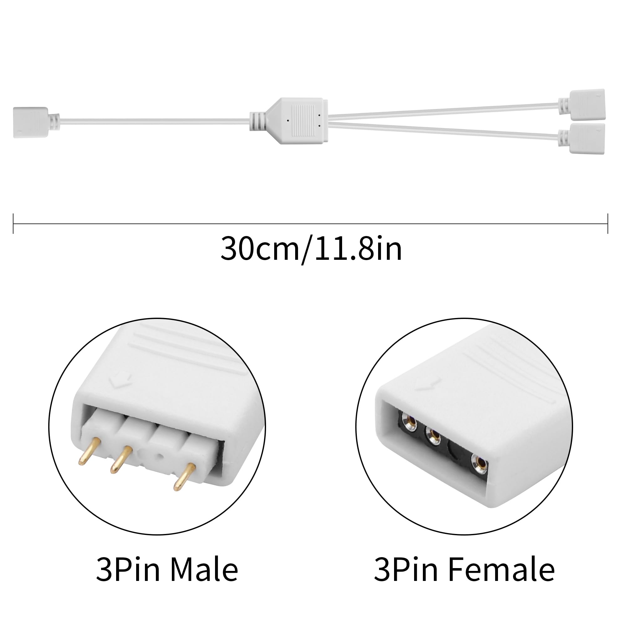 YAODHAOD Cable divisor ARGB de 12 V 4 pines RGB 5 V 3 pines y cable de extensión (1 a 2, ARGB)