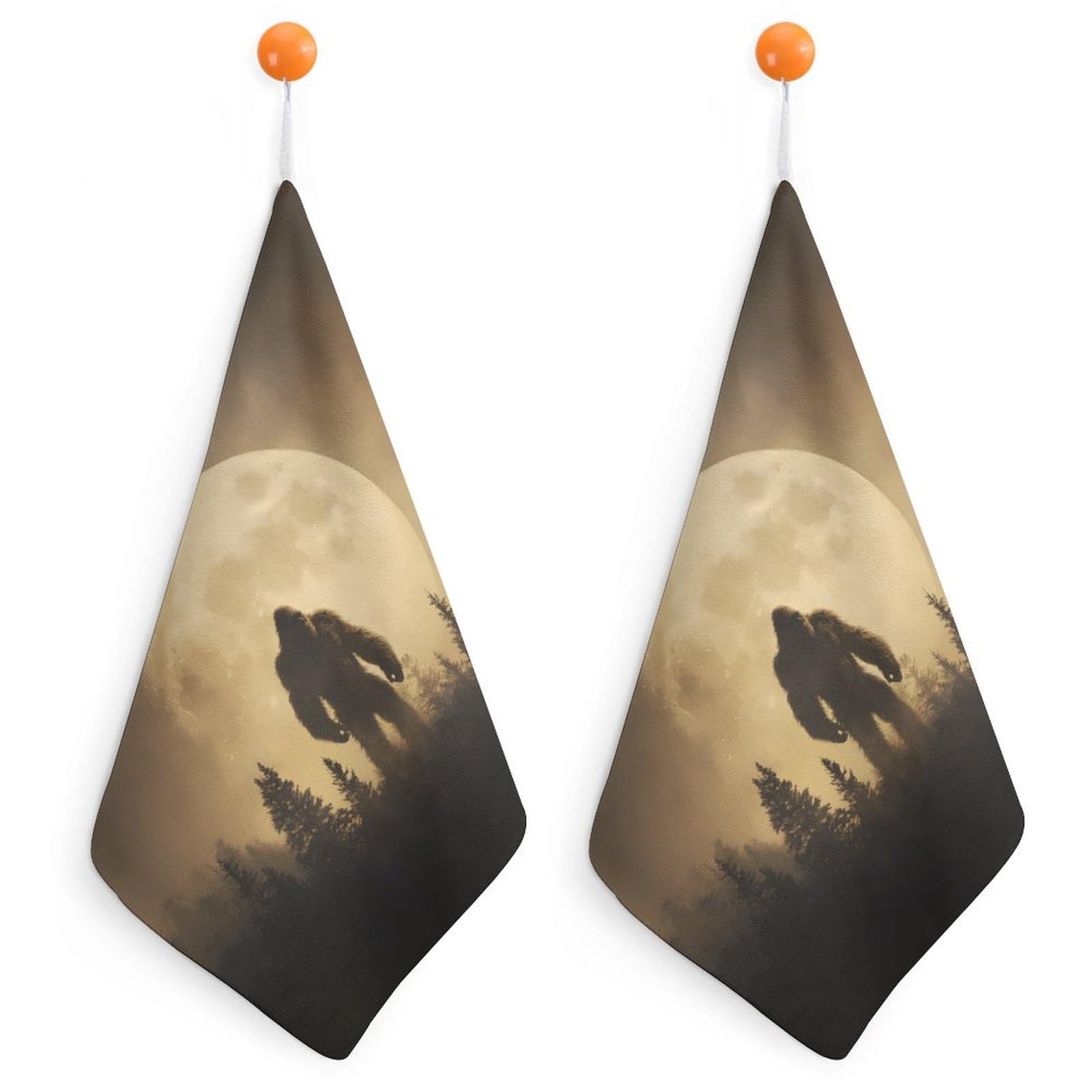 CGSBNGHA Bigfoot Sasquatch And Moon Hand Towel Hanging Face Towels Cleaning Cloths Handkerchief for Bathroom Kitchen