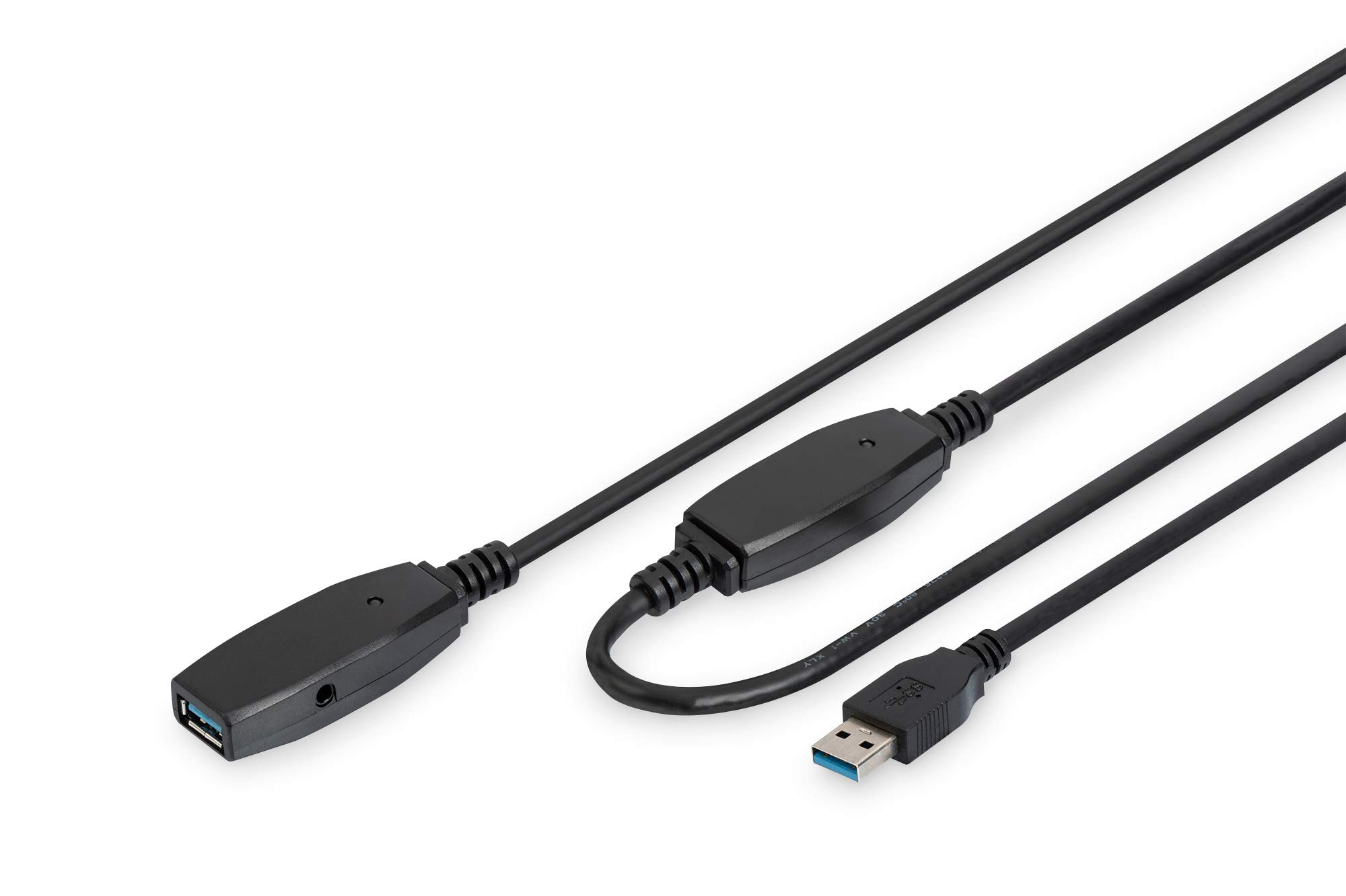 DIGITUS Aktives USB 3.2 Gen1 Verlängerungskabel – 20 m – 5 Gbit/s | USB-A Stecker auf USB-A Buchse – Repeaterkabel – Plug und Play – Schwarz