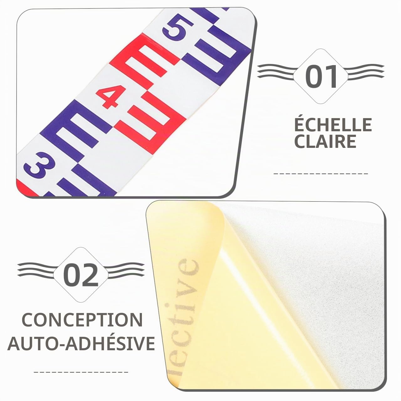 Ciieeo Lot De 2 Autocollants De Niveau d'eau Réfléchissants pour Piscine Et Étang Règle De Mesure en Film D'Aluminium Auto-Adhésive 39.4 Pouces Résistante À La Corrosion