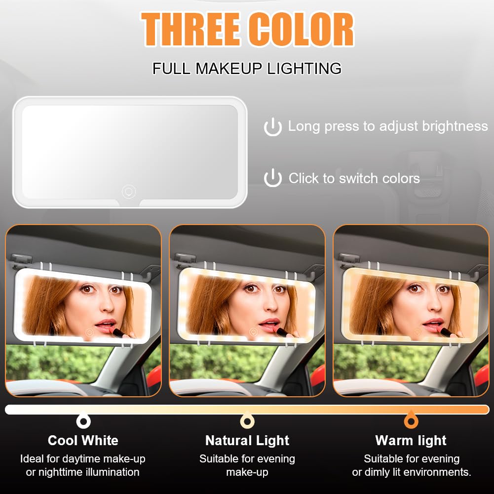 Specchio cosmetico a LED con illuminazione, specchietto retrovisore per neonati e bambini, ricaricabile (3 modalità luce), con touch screen, parasole semplice e pratico, adatto per la maggior