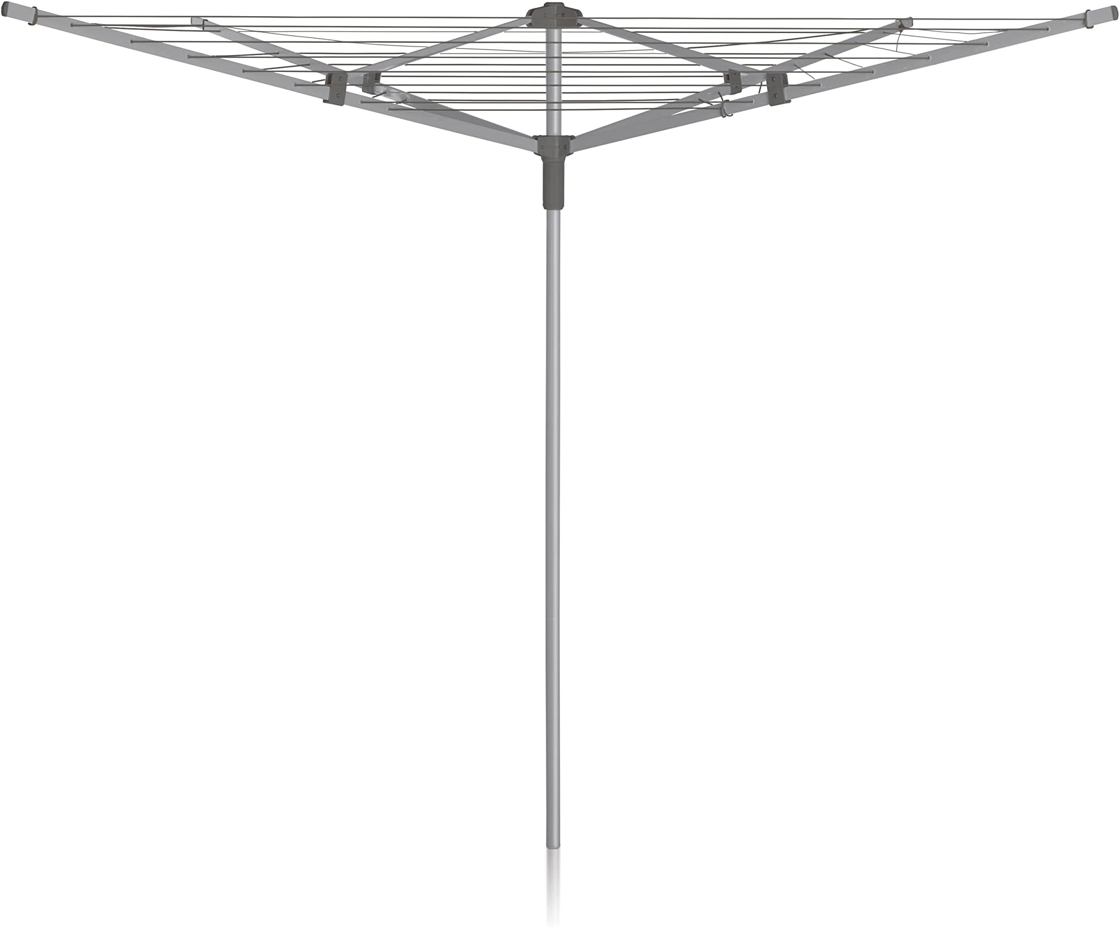 40m 4 Arm Rotary Washing Line (Grey) Multiple Tension Adjustment, Folding Outdoor Rotating Clothes Dryer & Ground Spike MOB, Metallic