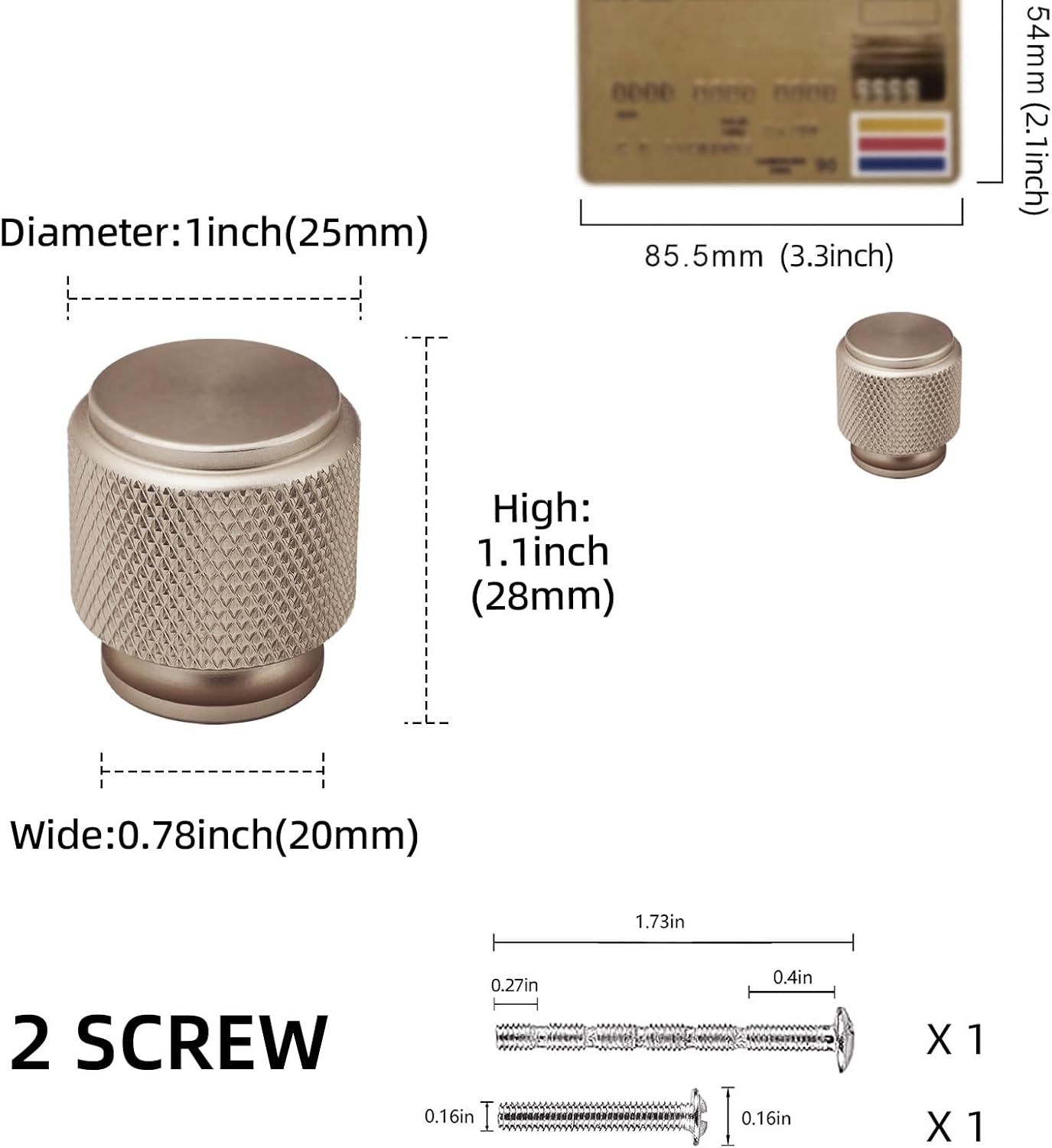 10 Pack Champagne Bronze Round Brushed Aluminum Cabinet Knobs (1.1 x 1 x 0.78 inches, 10 Count)