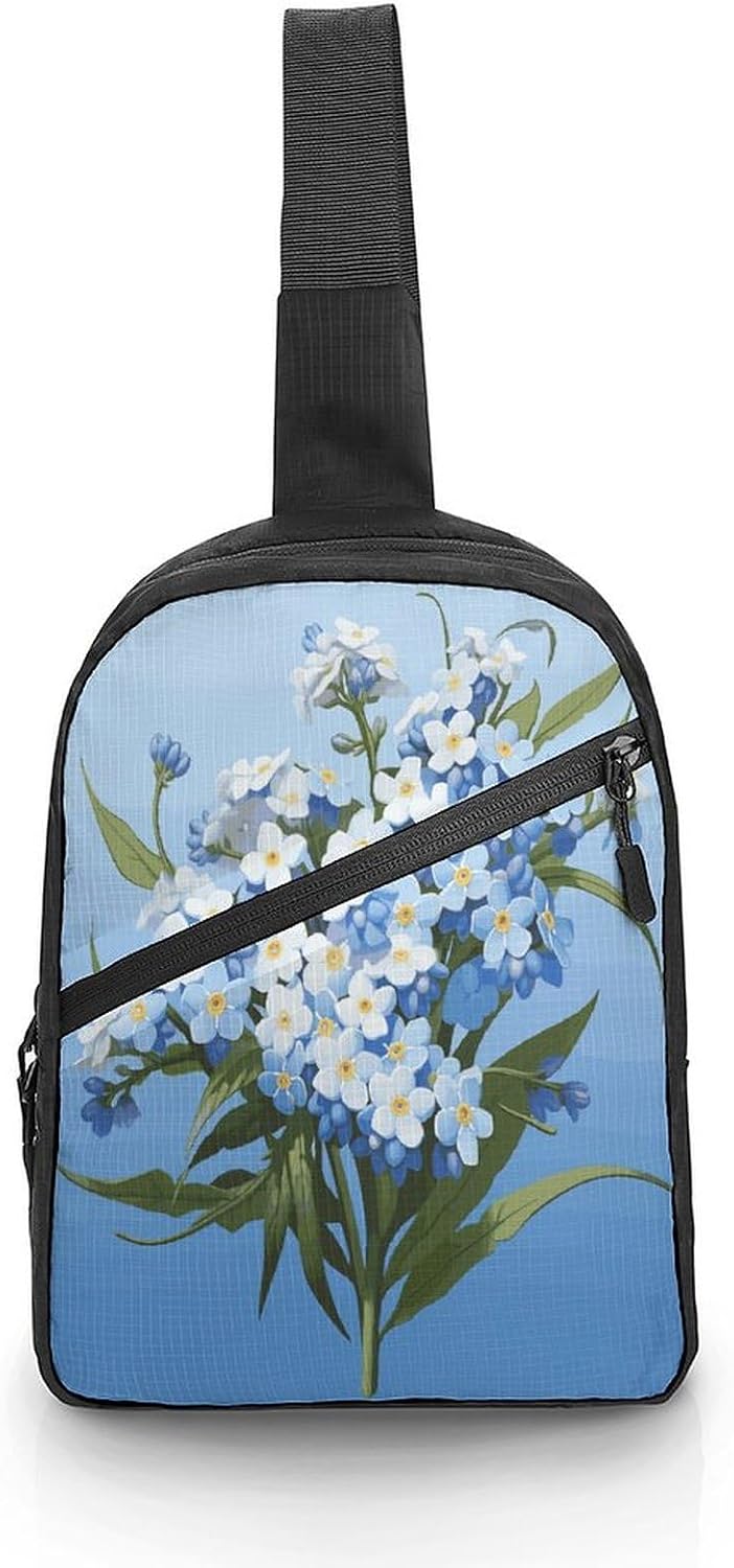 Do Not Forget Me Sling Bag Crossbody Chest Bag Fanny Pack | Foldable Oxford Cloth Crossbody Bag with Internal Storage Bag Adjustable Sling Backpack Compact Lightweight for Travel Hiking