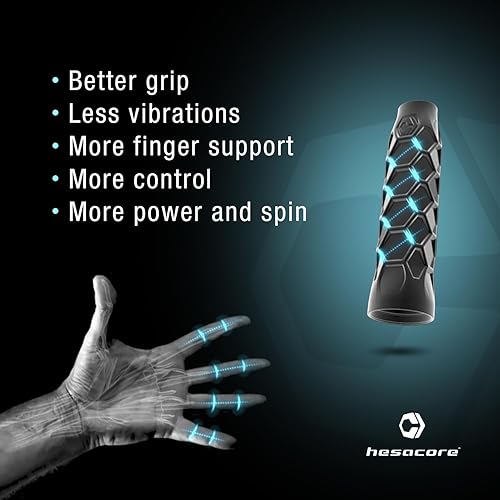 Miniatura 8 de Pala de pádel Carbon Grip – 5.25 pulgadas – Soporta codo de tenis, mejora la fuerza de agarre, reduce la vibración con soporte para los dedos y