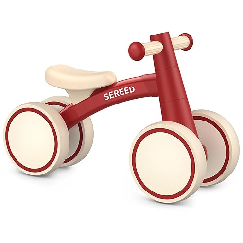 SEREED Baby Balance Bike for 1 Year Old Boys Girls 12-24 Month Toddler Balance Bike, 4 Wheels Toddler First Bike, First Birthday Gifts