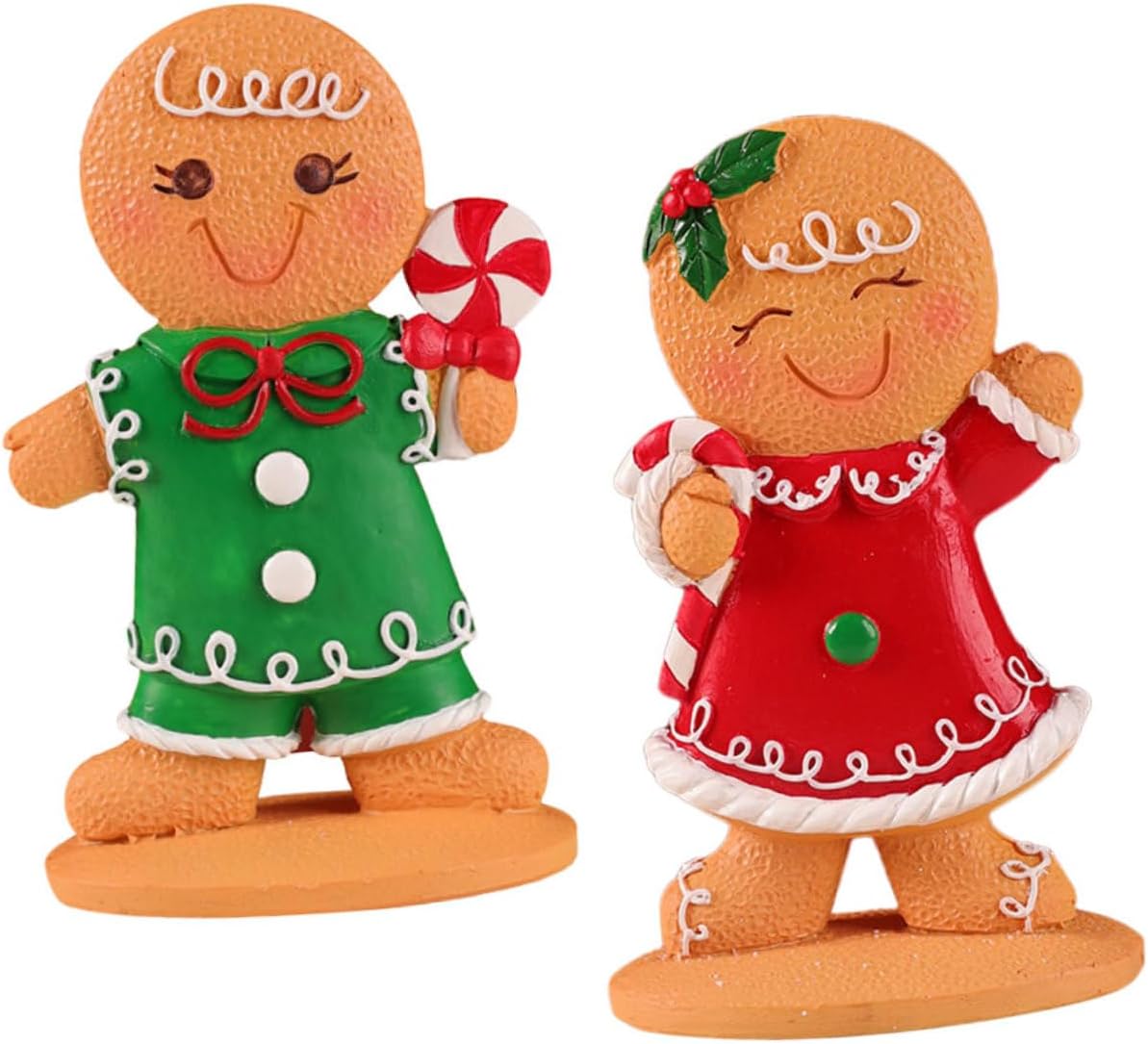 2pcs Mini Gingerbread Man Ornaments Christmas Decorations Resin Tabletop Adornments