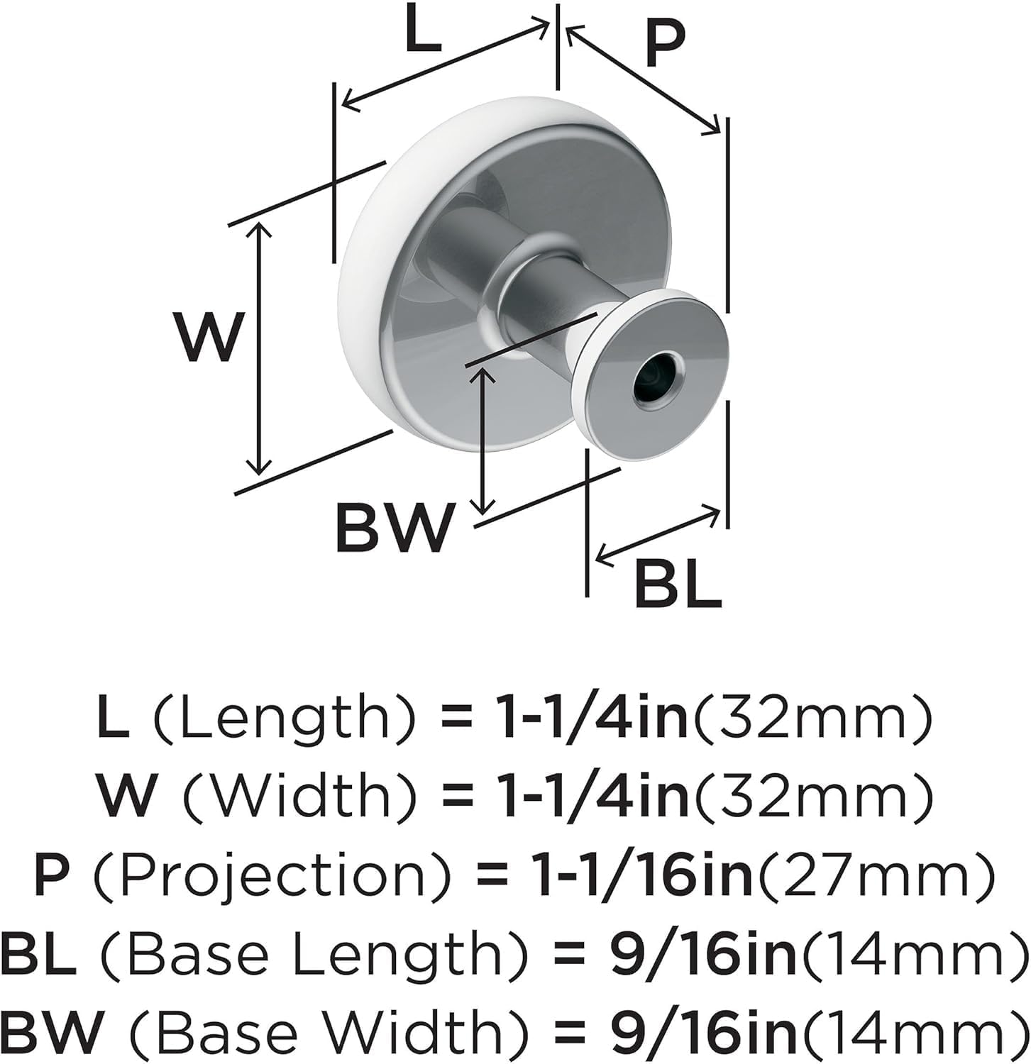 Amerock | Cabinet Knob | Polished Chrome | 1-1/4 inch (32 mm) Diameter | Factor | 1 Pack | Drawer Knob | Cabinet Hardware