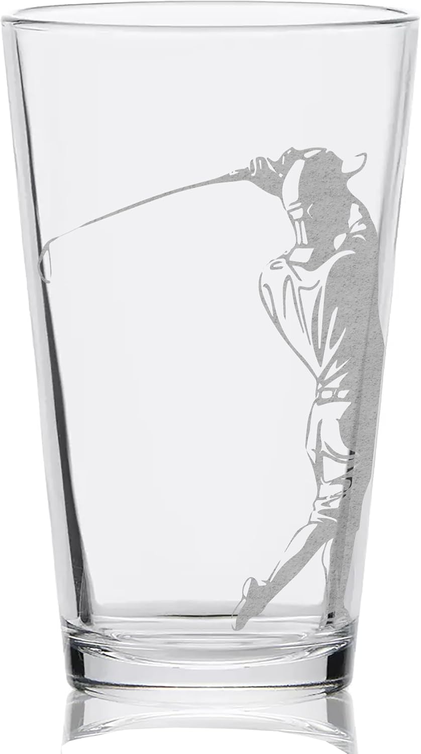 LumEngrave GOLF SWING SILHOUETTE Engraved Pint Beer Glass | Great Drinking Gift Idea for Golfers and Golfing Enthusiasts!