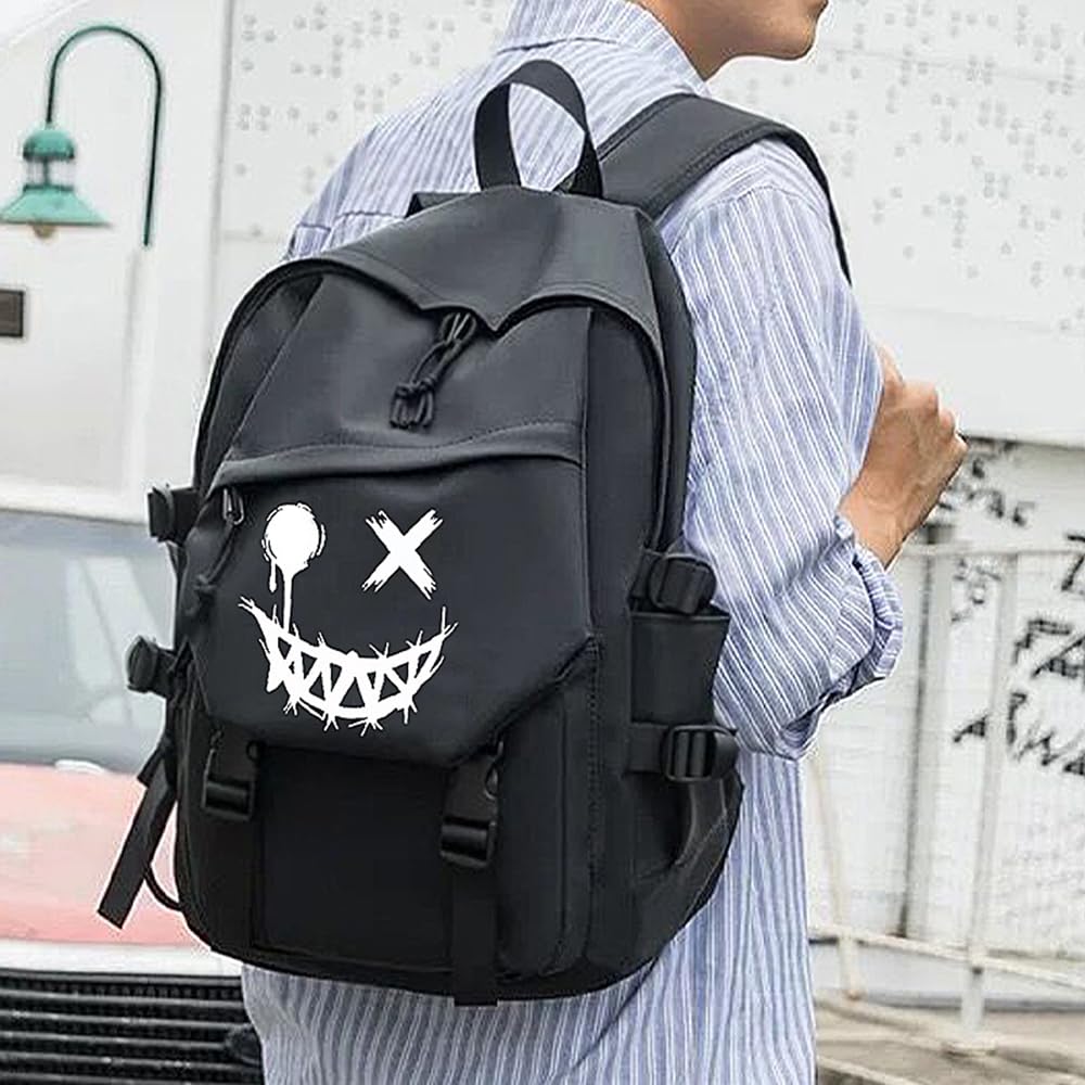 XINYASEE Sac à Dos Scolaire Lumineux pour Homme et Femme, Garçon, Ado - Sac d'École Cool pour Ordinateur Portable - Noir