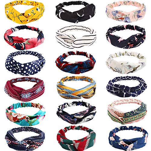 Turban Headbands for Women, Boho Knotted Headbands for Women, Cross Bow Headbands for Women, 18 Pcs Headbands for Women