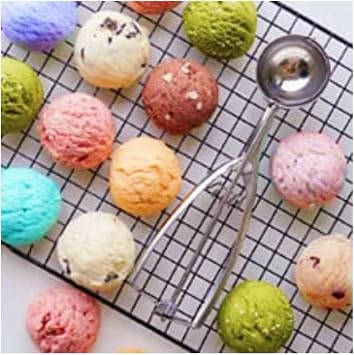 Ice Cream Scoop Stainless Steel Ice Cream Spoon Scoop with Ejector for Ice Cream Melon Balls Biscuit Dough Cake Dough 4 cm Silver Stainless Steel