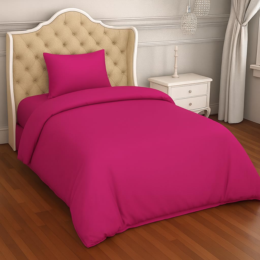 crazypriceuk 2 Piece Bedding Set Pillowcase+Duvet Cover for Baby Toddler to fit Cot/Cot Bed (Fuchsia, 100 x 120cm)