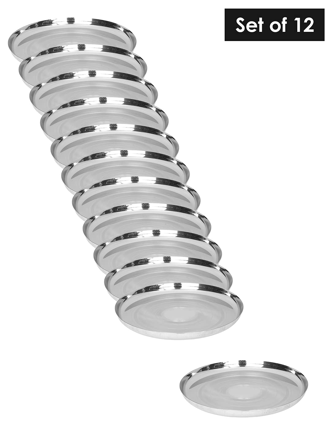 neelam Stainless Steel 14, 18 Gauge Diamond J.K Khumcha Thali, 33 cm, Set of 12, Perfect for Daily Use, Special Occasions, Durable Food Grade Material, Stylish Look, Ideal for Home & Restaurant 4