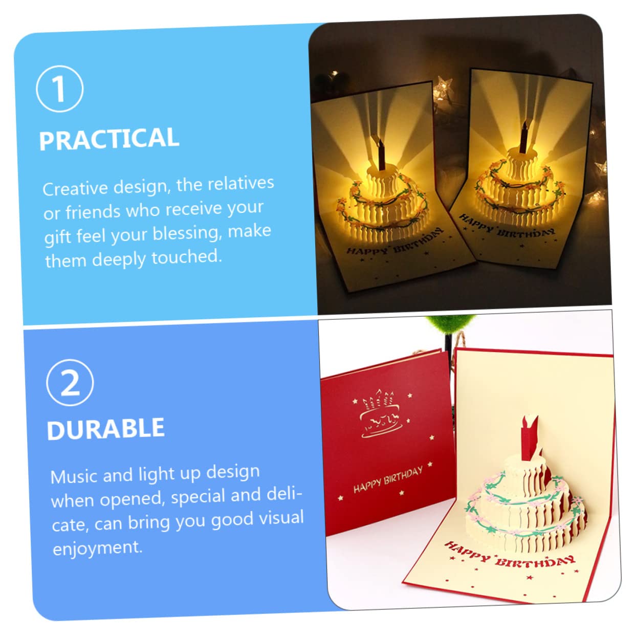 Abaodam 5pièces Carte Anniversaire Musicale Avec Éclairage Carte De Vœux Créative Pour Souhaits Anniversaire Surprise Unique Pour Et Famille