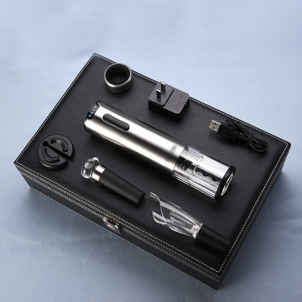 Sacacorchos Kit De Abrebotellas Vino Eléctrico Sacacorchos Automático Recargable Contiene Cortador Papel Aluminio Tapón Vacío Herramienta Cocina