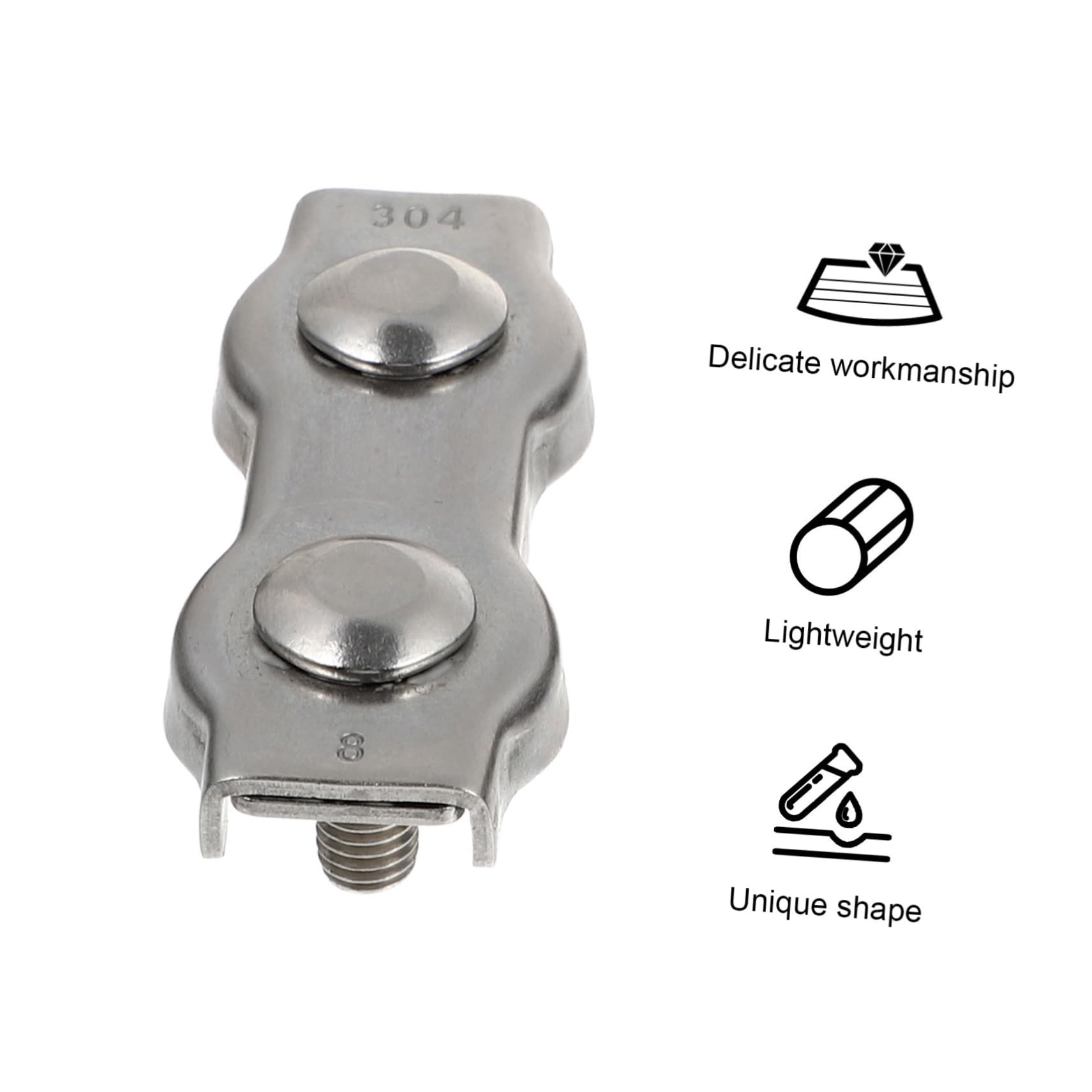 Unomor 4pcs Sturdy Stainless Steel Wire Rope Clamps Flat Clamp Screws for Rope Wire