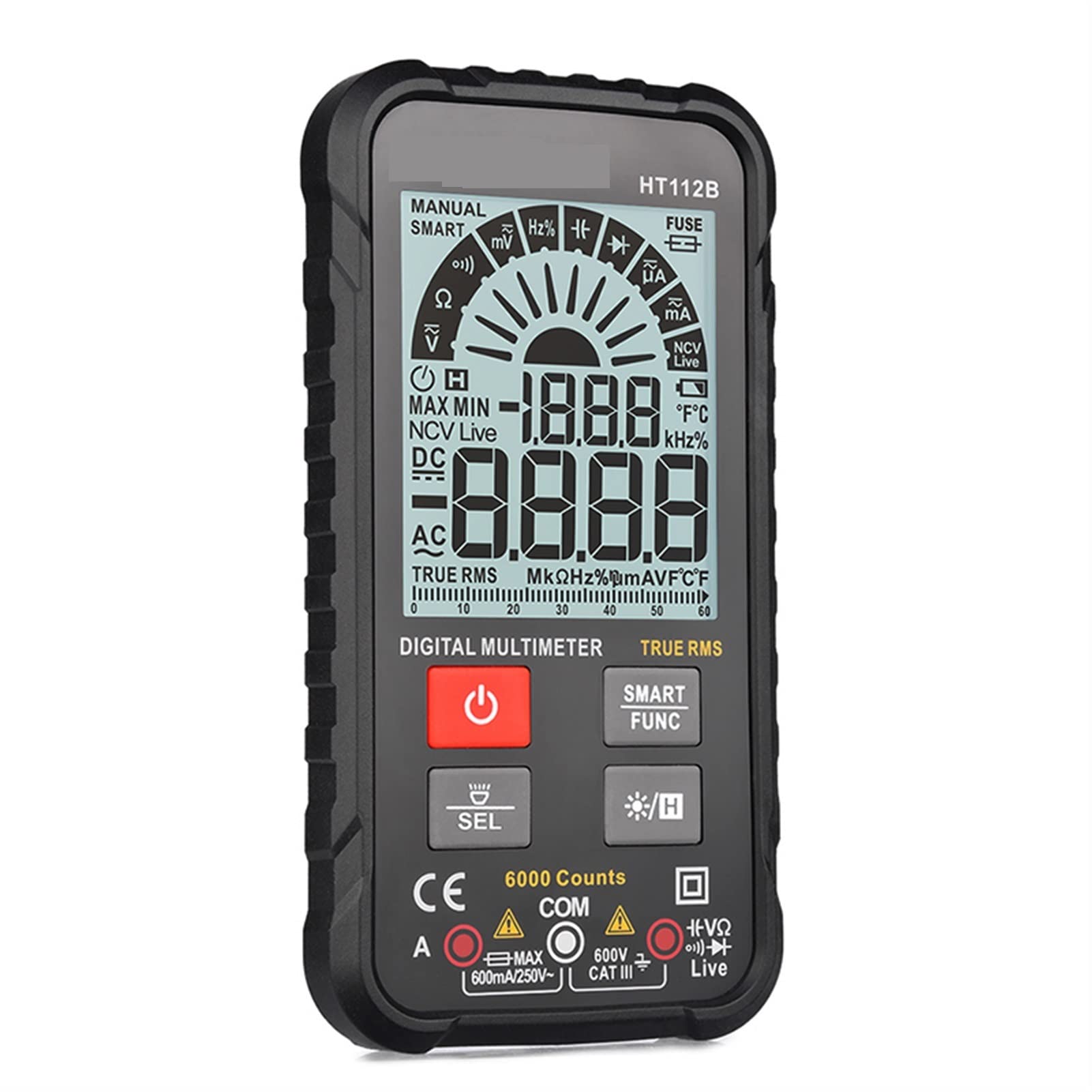 Tester baterii, Inteligentne przenośne cyfrowe multimetry AMP Ohm Hz Pojemność Tester baterii Voltmeter Auto Range Napięcie Aktualny tester(HT112B Smart 600V)
