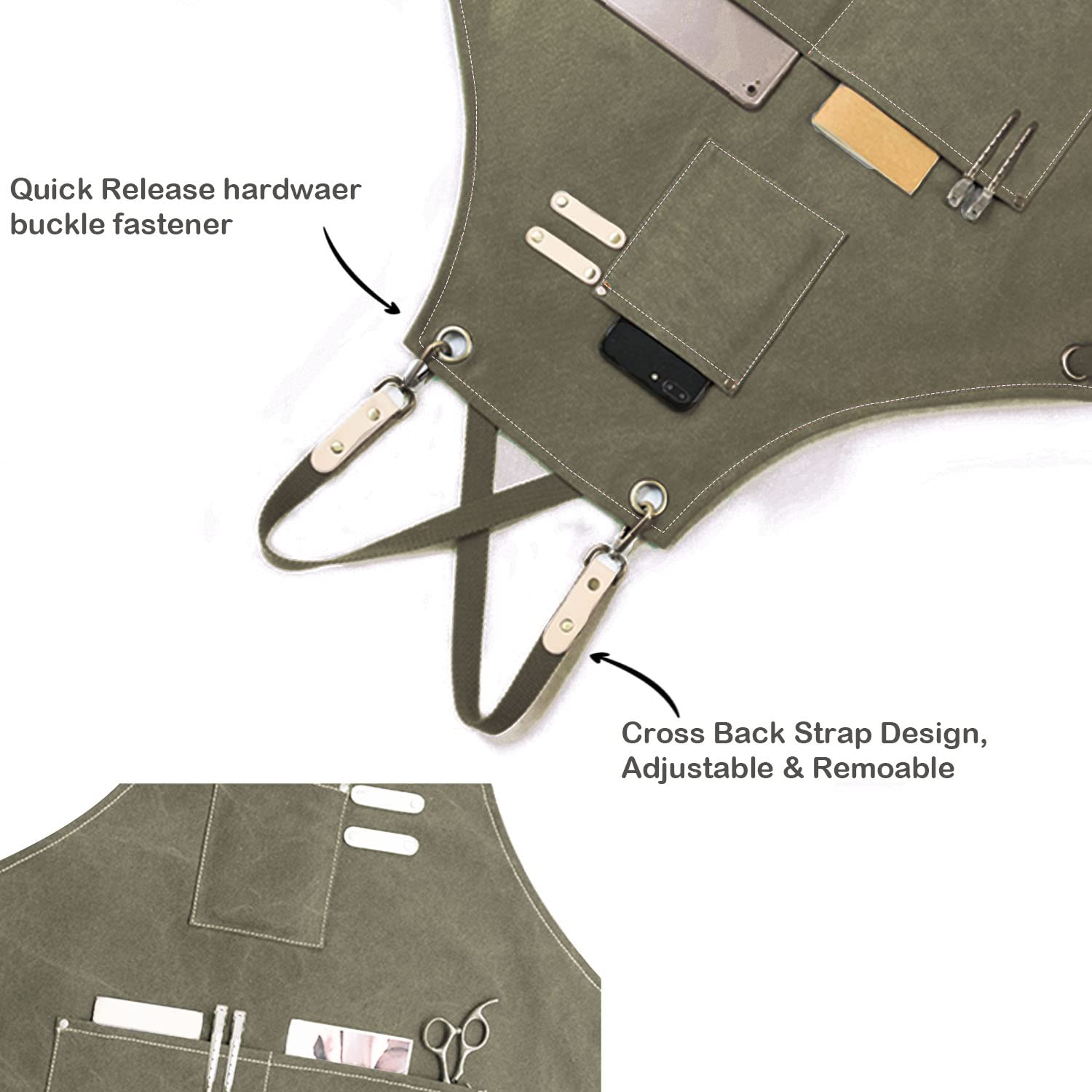 carrotez Adjustable Over sized Plus Size Canvas Apron with Pockets Men and Women Aprons